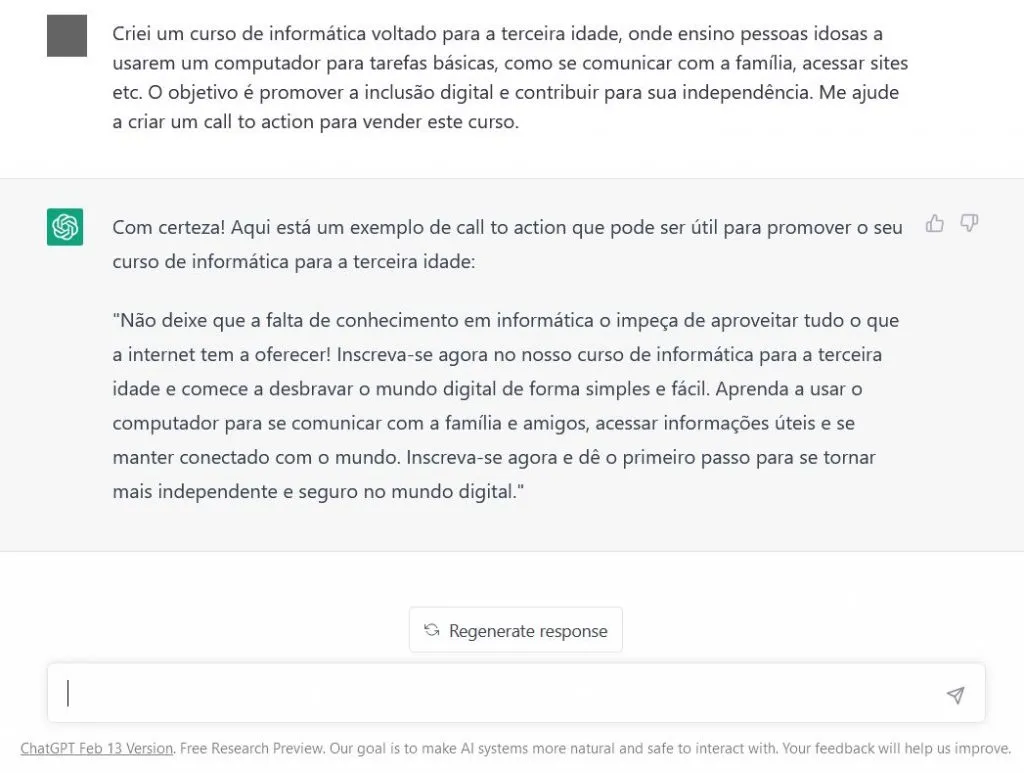 como usar o ChatGPT para criar call to action